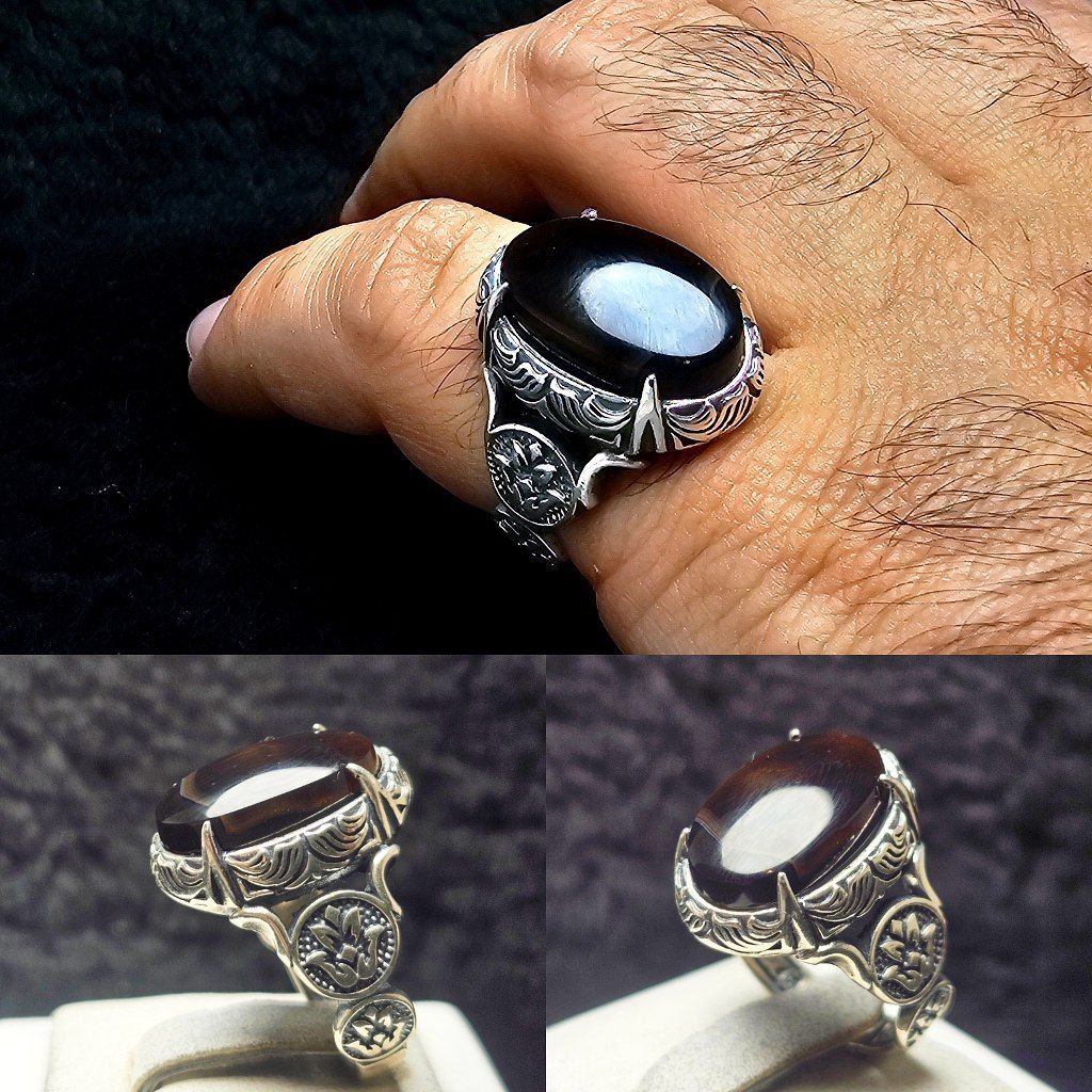 انگشتر عقیق مشکی یمنی اصلی انگشتر عقیق مشکی یمنی اصلی